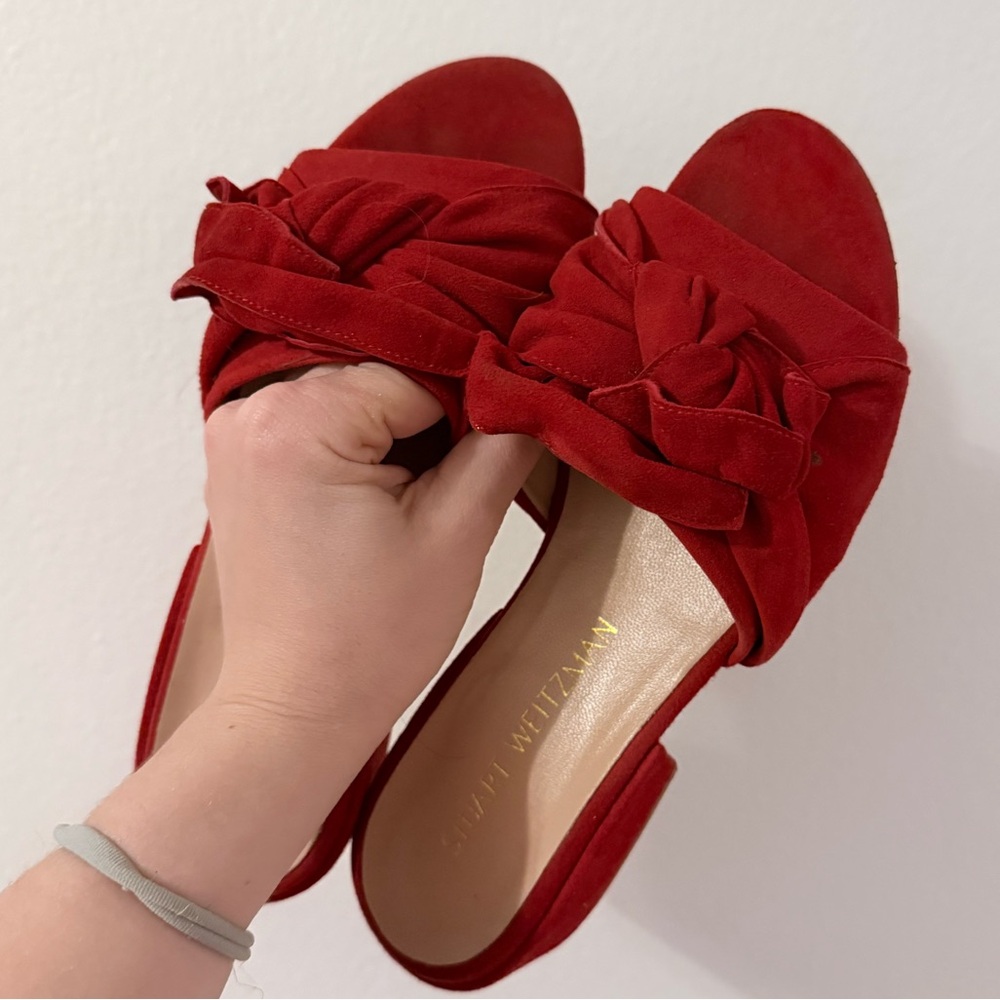 Stuart Weitzman | Giftwrap Suede Tied Slide Sandal